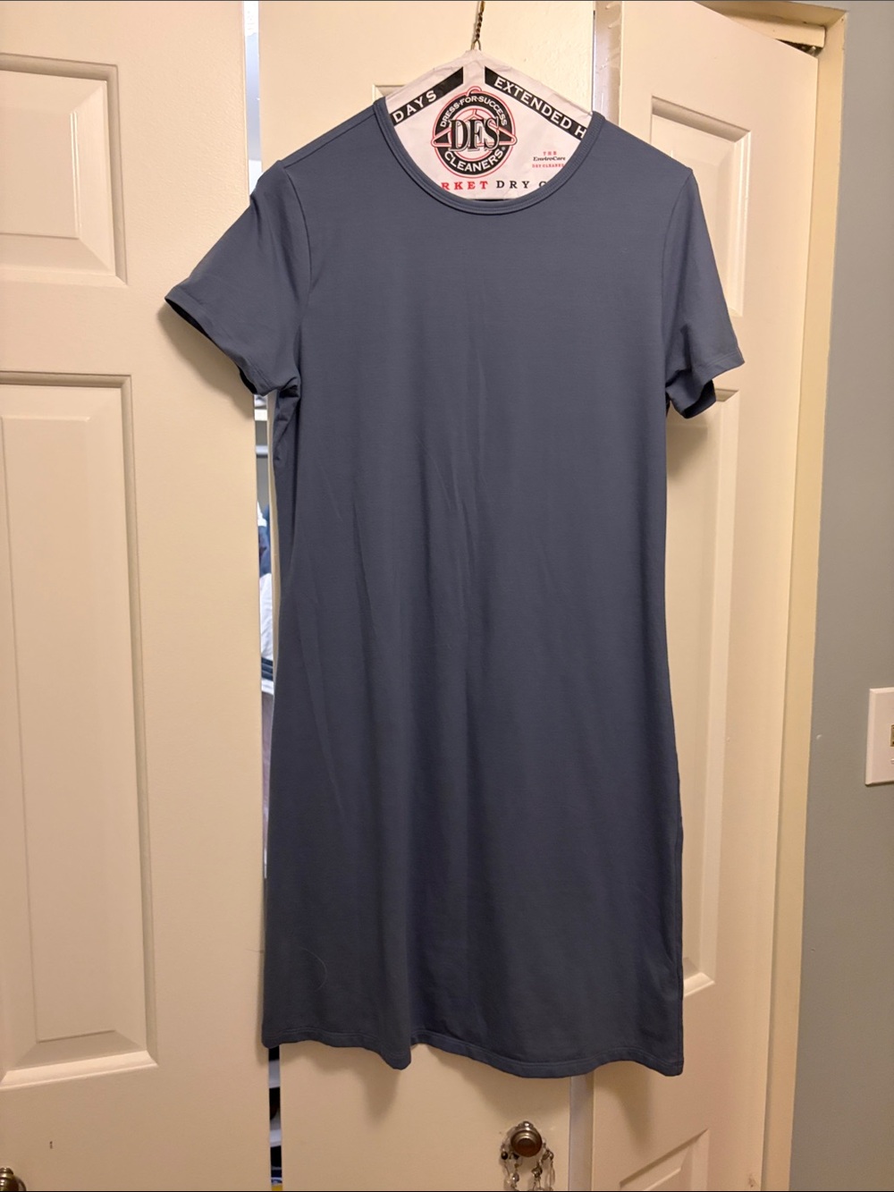 Athleta Slate Blue Short Sleeve Midi Dress